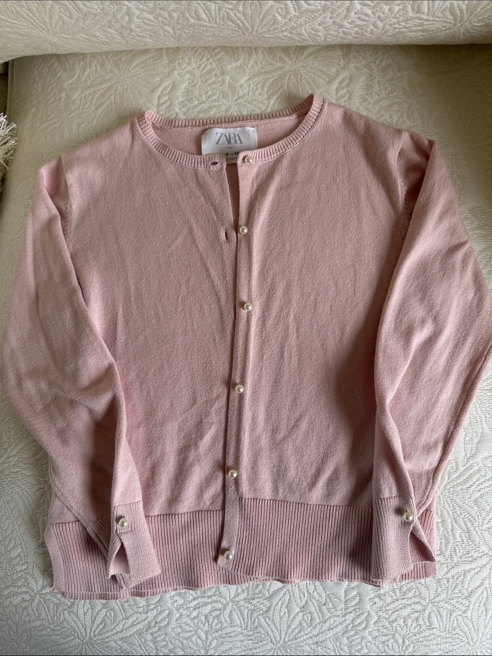 Zara Light Pink Pearl-Button Cardigan